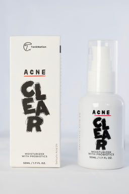 TANK NATION Clear Oil Free Acne Facial Moisturizer Acne Treatment - NON-GREASY Acne Moisturizer for Face - Acne Moisturizer for Radiant, Blemish-Free Skin - 50ml