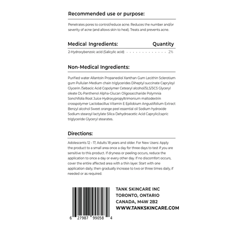 TANK NATION Clear Oil Free Acne Facial Moisturizer Acne Treatment - NON-GREASY Acne Moisturizer for Face - Acne Moisturizer for Radiant, Blemish-Free Skin - 50ml